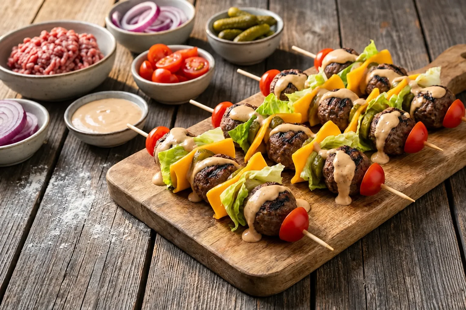 Big Mac Party Spieße mit köstlicher Sauce