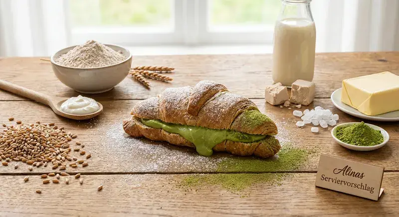 Bio-Dinkel Croissant mit Matchatee-Füllung