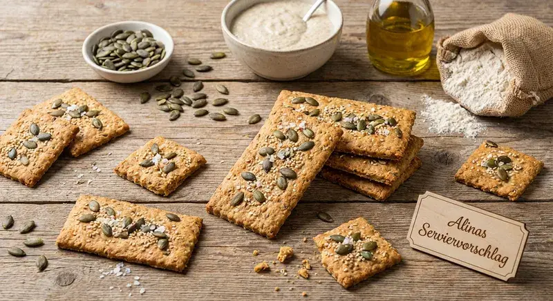 Blitz-Sauerteig-Cracker Knackige Kürbiskern-Bits