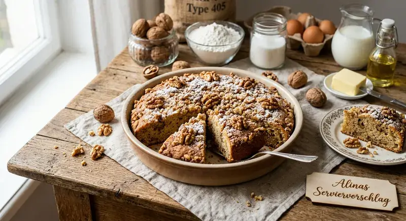 Blitz Walnuss Krümel Kuchen