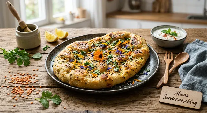Blütenzauber Naan Linsen Koriander Knusperfladen