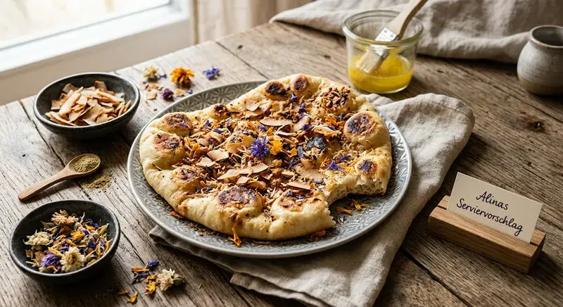 Blütenzauber Naanfladen mit Kokos-Crunch