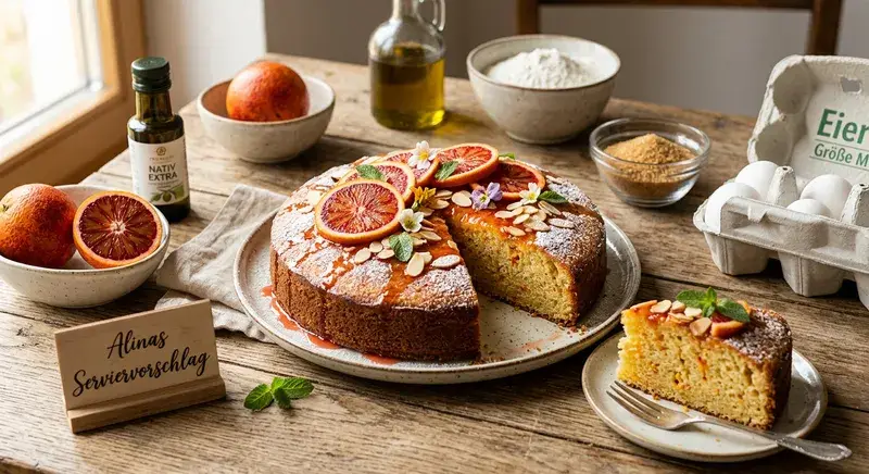 Blutorangen Olivenöl Kuchen