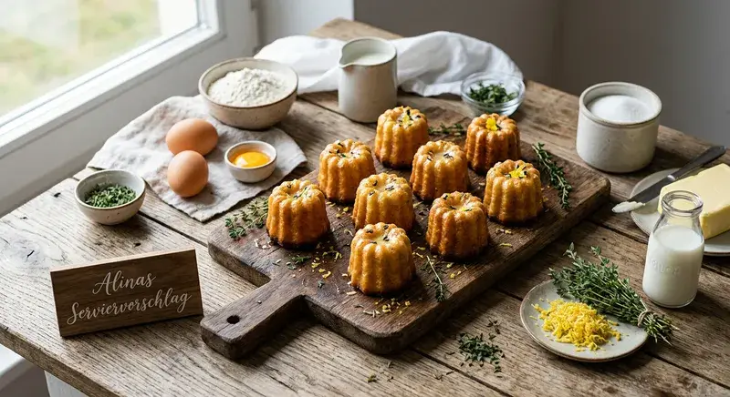 Cannelé-Zitronen-Blütenkuchen mit Thymian