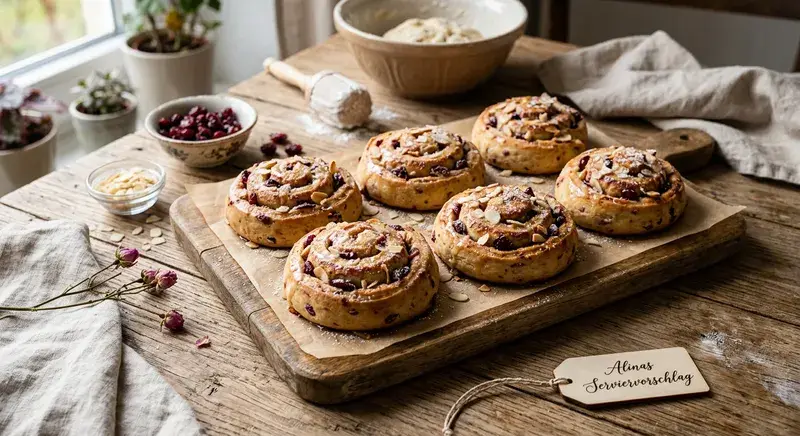 Cranberry Mandel Rosenschnecken