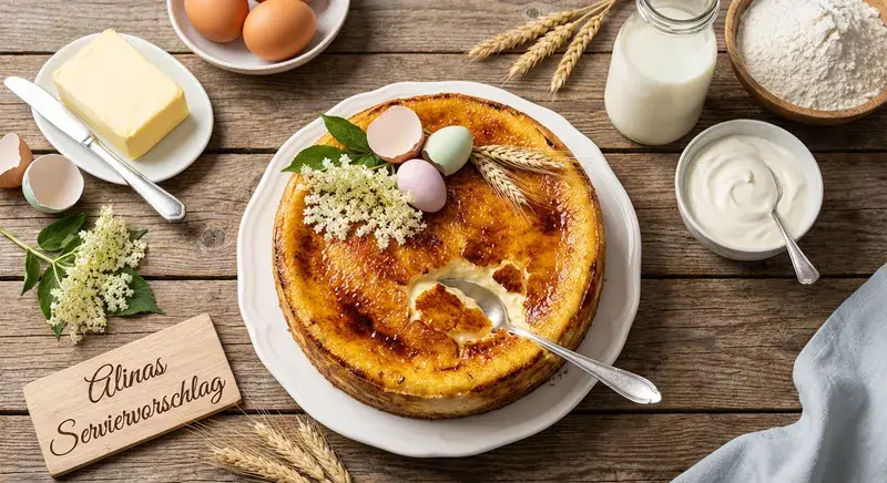 Crème Brûlée-Osterkuchen à la Holunderblüte