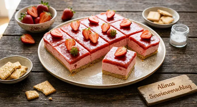 Cremige Erdbeerschnitten ohne Backen Erdbeercreme ohne Gelatine