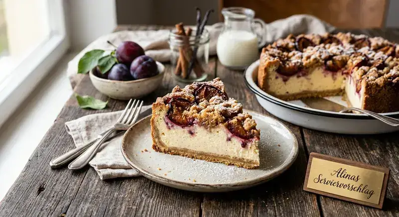 Cremiger Pflaumen Streuselkuchen