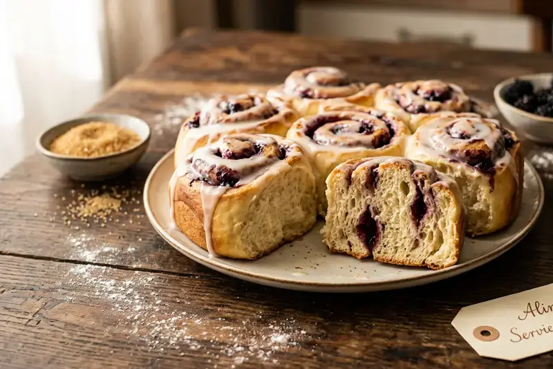 Die fluffigsten Brombeer Rolls Luftige Hefeteigschnecken Brombeeren
