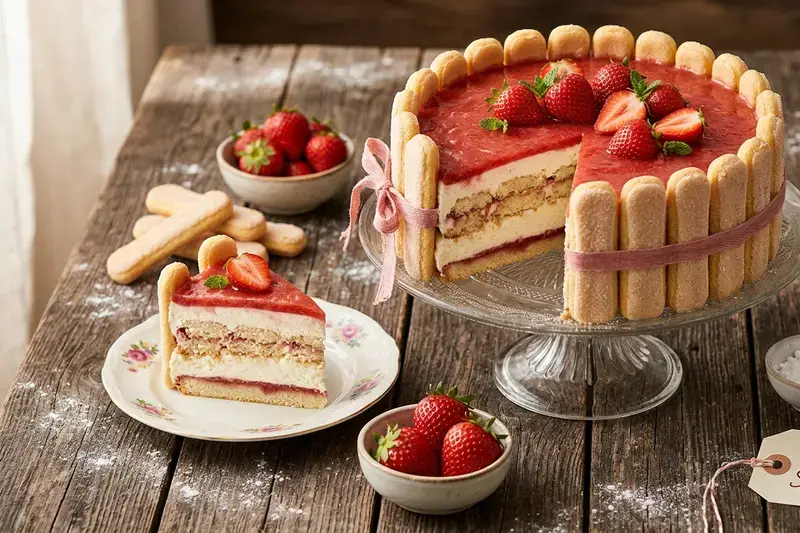 Erdbeer Charlotte ohne Backen