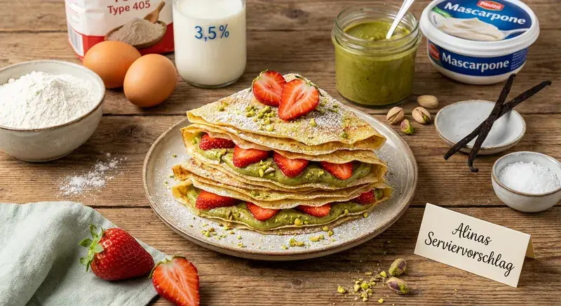 Erdbeer-Pistazien Crêpe-Törtchen