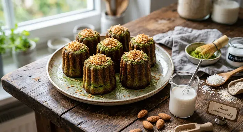 Exotische Matcha Cannelés Kokos Crunch