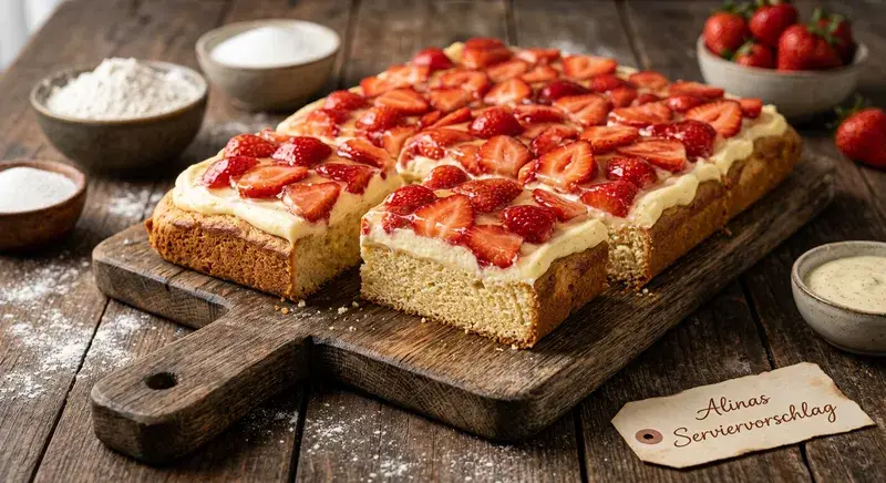 Feiner Erdbeer-Blechkuchen