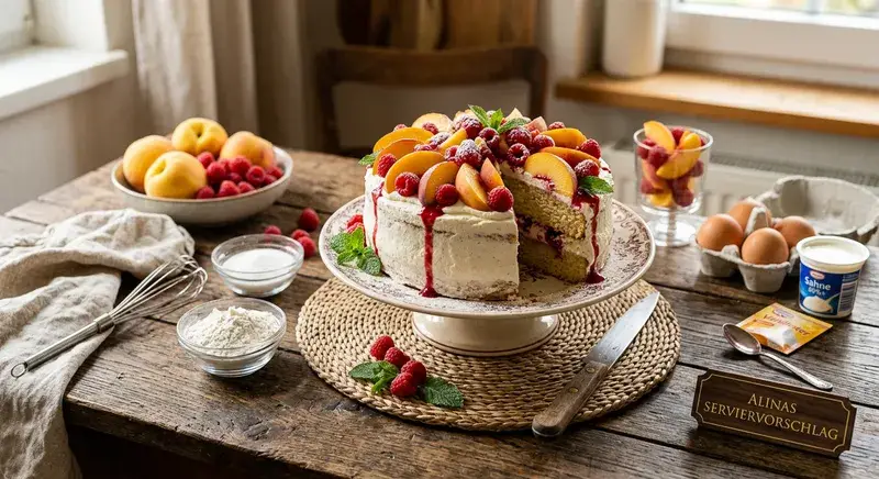 Fluffige Torte frisch gebacken