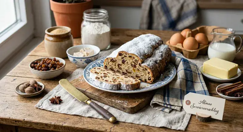 Fluffiger Stollen frisch gebacken