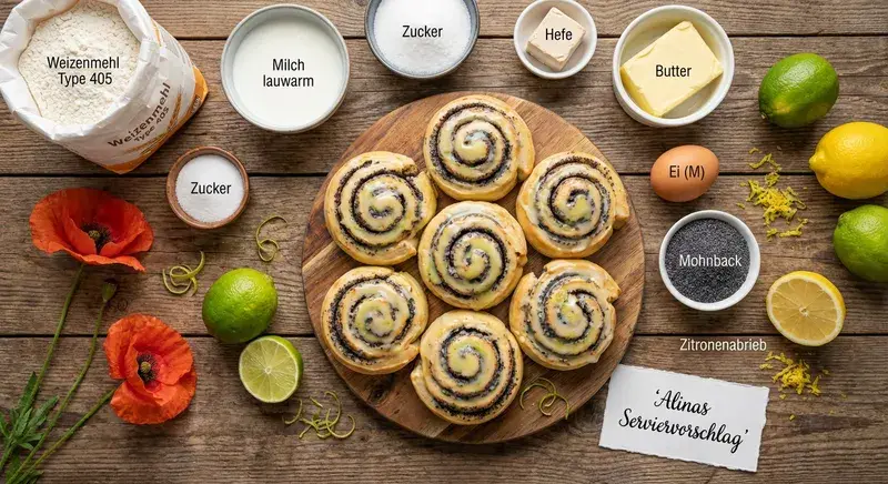 Frühlings Mohn Schnecken Limetten Zitronen Glasur