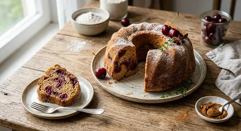 Gewürz Dinkel Kuchen Kirsch Swirl