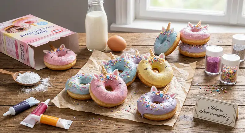 Glitzer-Einhorn-Donuts Schneller Traum aus Glanz