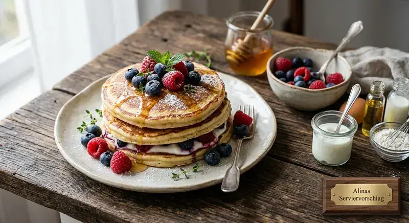 Goldene Beeren-Pancakes wie von Oma