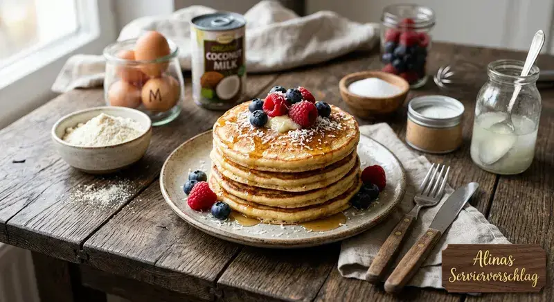 Goldene Kokos-Pancakes wie von Oma