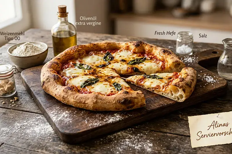 Goldene Pizza frisch gebacken