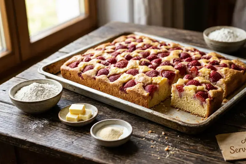 Goldener Erdbeer Blechkuchen