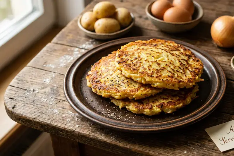 Goldener Pfannkuchen frisch gebacken