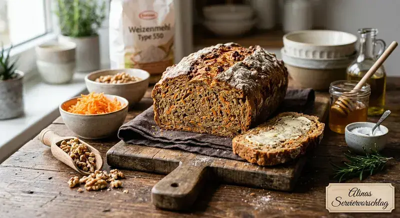 Goldenes Nuss-Brot frisch gebacken