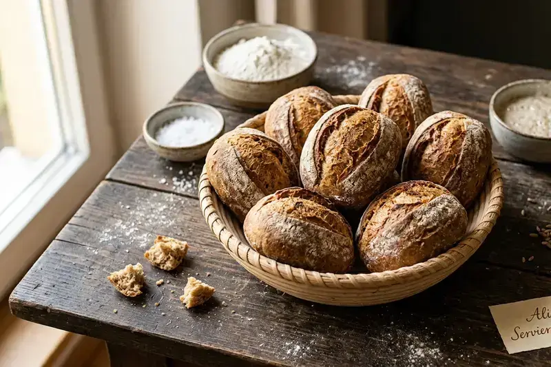 Hausgemachte Sauerteig-Brötchen