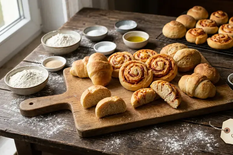 Herzhafte Party Schnecken aus Hefeteig