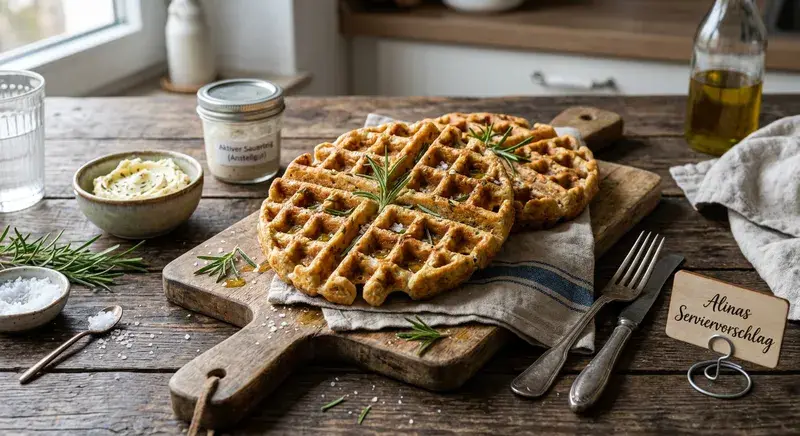 Herzhafte Sauerteig-Waffel-Brote mit Rosmarin