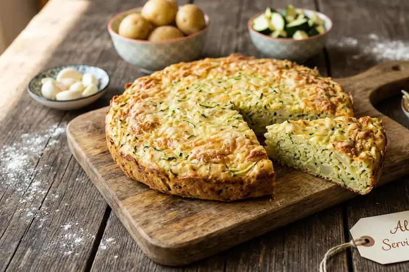 Herzhafter Zucchini Kartoffel Kuchen Käse