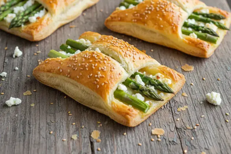 Herzhaftes Spargel Feta Gebäck im Blätterteigmantel