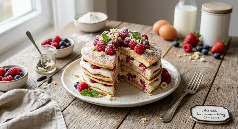 Himbeer-Pancake-Torte mit Tonkabohnencreme