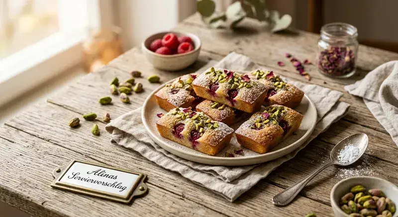 Himbeer Rosen Financiers Pistazie