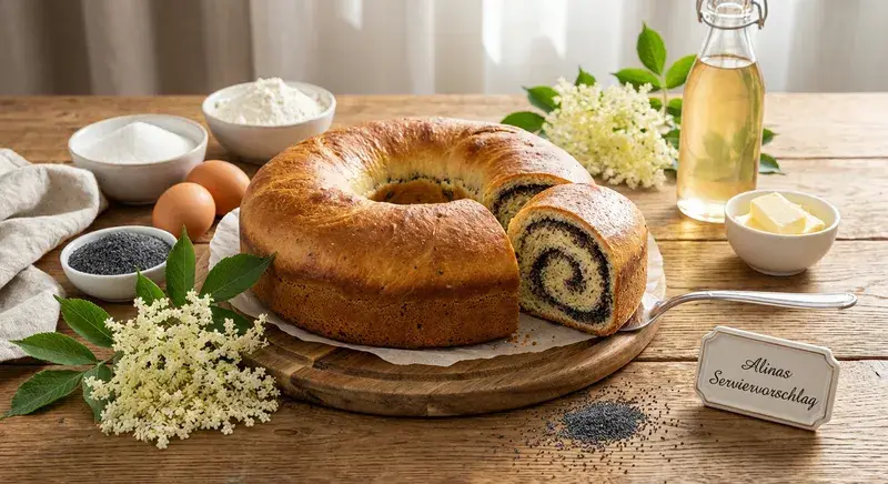 Holunderblüten-Bagel-Mohnkuchen