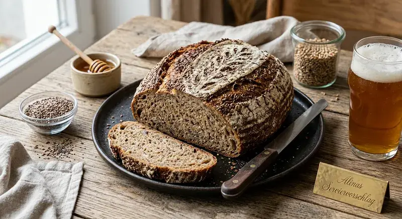 Hopfenfreunde Roggen-Ale-Brot mit Leinsamen