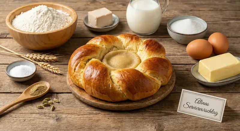 Kardamom Brioche Osternest Marzipan Füllung