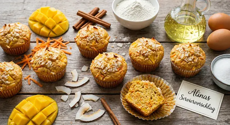 Karotten-Mango-Muffins mit Kokos-Crumble