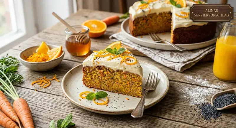 Karotten-Orangen-Mohn-Dream mit Honig-Frischkäse