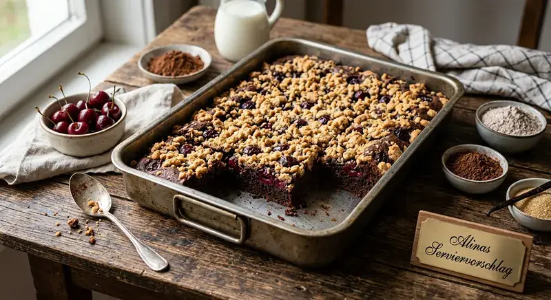 Kirsch-Brownie-Streusel-Kuchen vom Blech