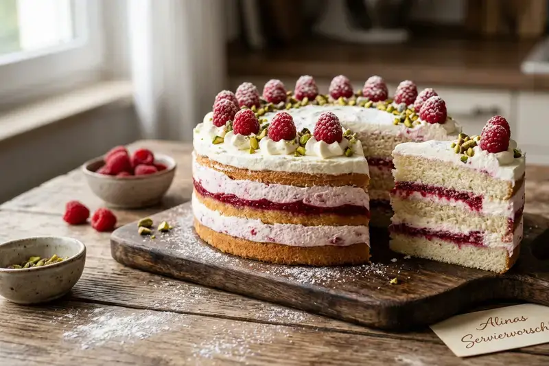 Klassische Himbeer Sahnetorte