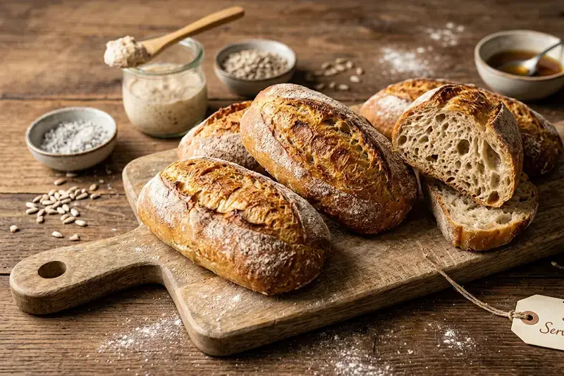 Klassische Sauerteig Brötchen