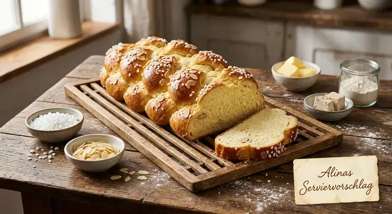 Klassischer Butterzopf Mandeltopping