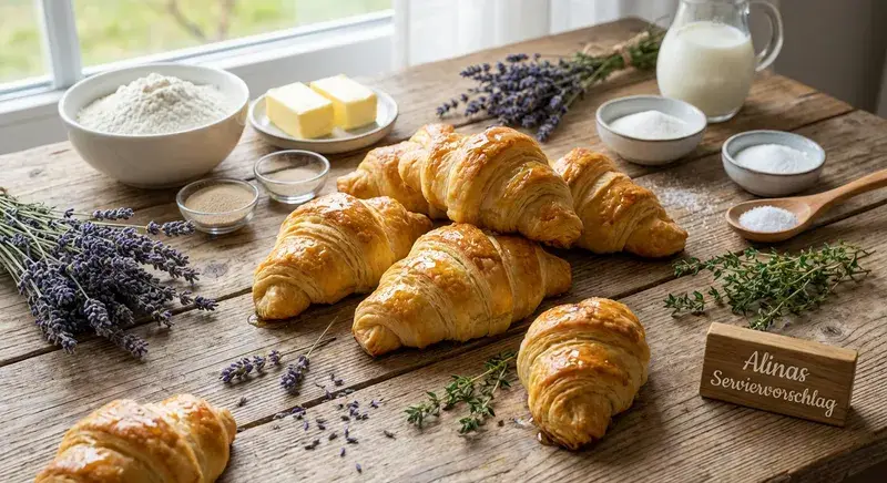 Lavendel-Honig-Croissant-Rollen mit Thymian