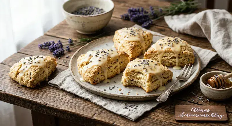 Lavendel Honig Scones Zitronenglasur