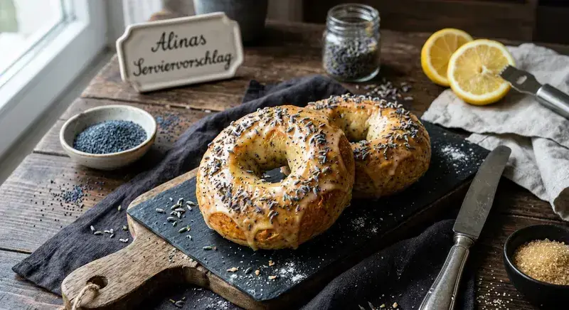 Lavendel Mohn Bagels Zitronenglanz
