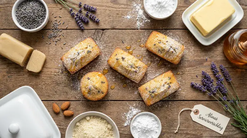 Lavendelhauch-Financiers mit Honig & Marzipan
