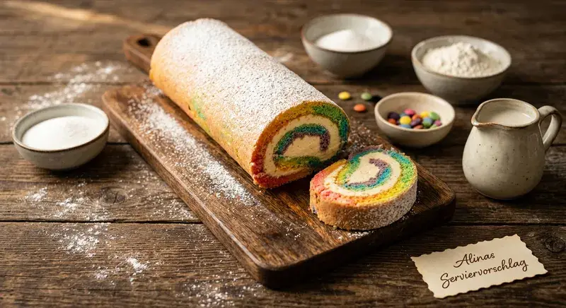 Magische Regenbogen Wellenrolle Vegane Vanille Creme Traum