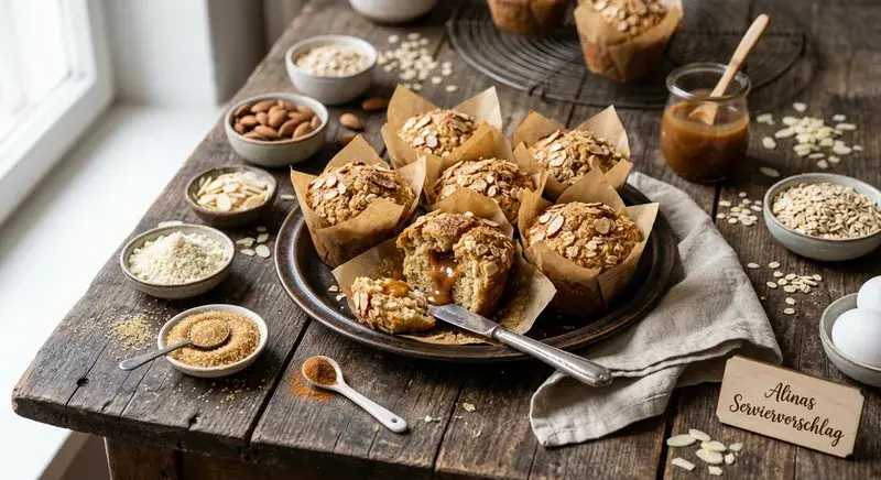 Mandel-Hafer-Muffins mit Karamellkern
